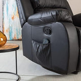 Don Descanso - Sillón Masaje Relax Calor Trevi Negro Reclinable 160º con 8 Motores Silenciosos, Calor Lumbar, Sist. Masaje 4 Zonas y Acabado en PU Anti-Cuarteo [Incluye Mando]. Ideal Gente Mayor