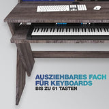 Glorious Sound Desk Compact Walnut - Estación de trabajo de estudio compacta de diseño inteligente con amplia superficie de trabajo, bandeja para teclado extraíble