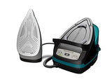 Rowenta Compact Steam Pro DG7623 Centro de planchado, 6.3 bares de presión, golpe de vapor de 325 g/minuto, suela antiarañazos deslizante, sistema eco, Color Azul/Negro