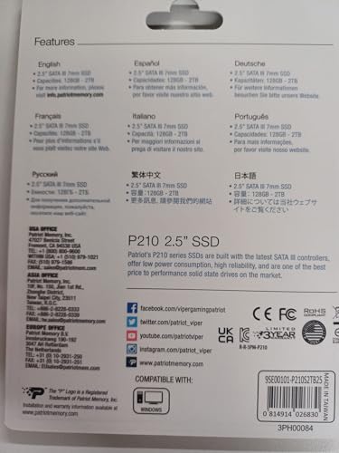 Patriot P210 SSD 2TB SATA III Disco Sólido Interno 2.5" - P210S2TB25