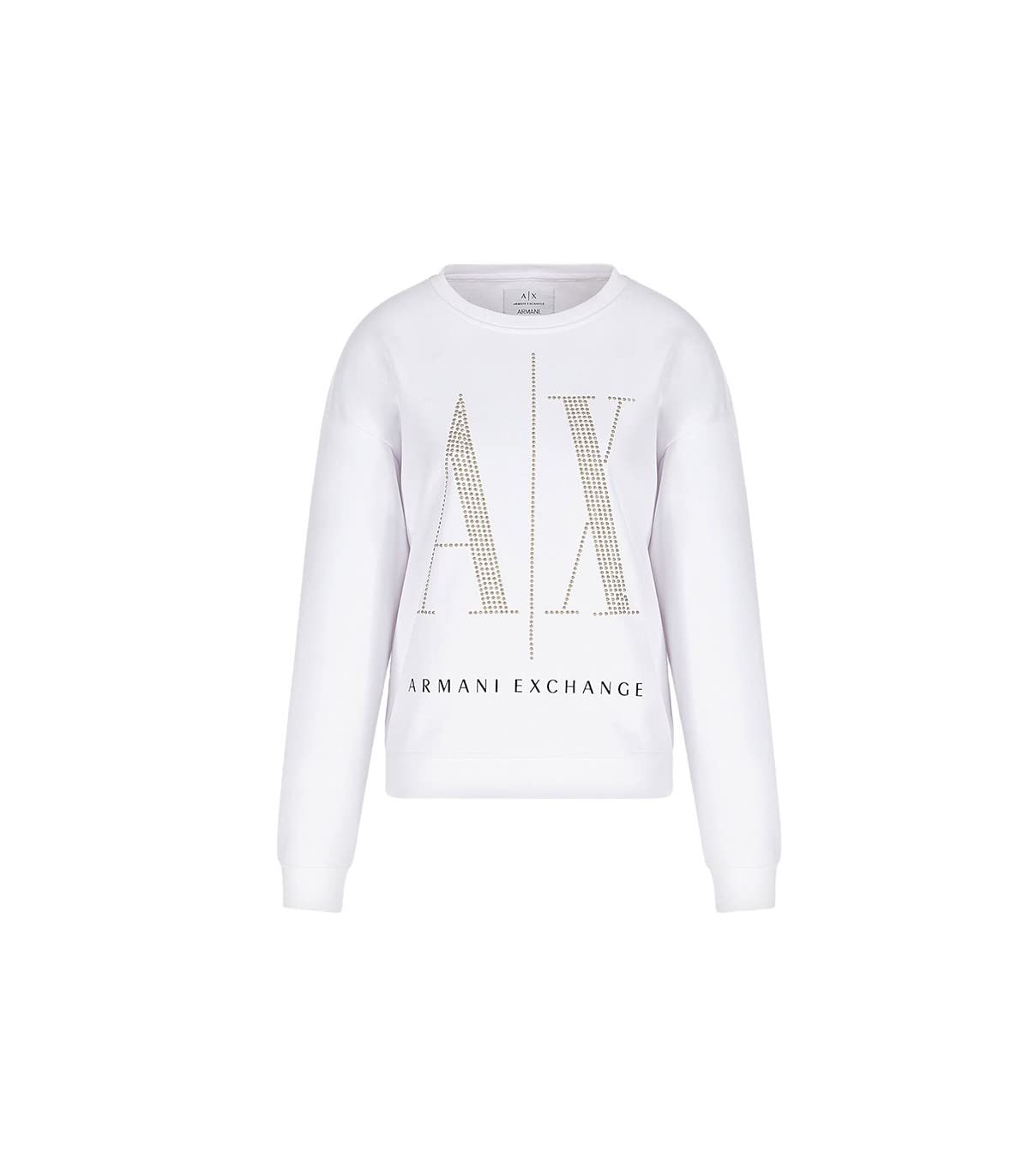 Armani Exchange Studded Icon Sweatshirt Sudadera, Blanco, S para Mujer