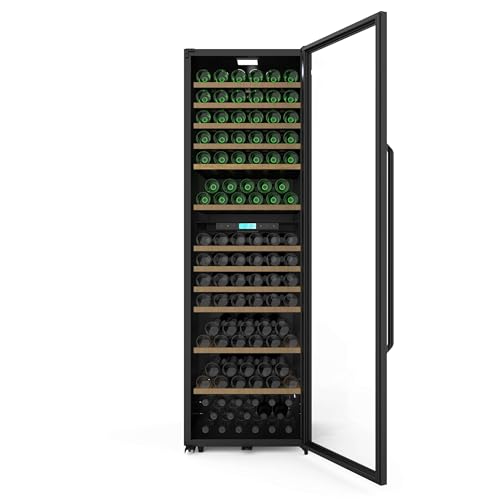 Cecotec Vinoteca 176 Botellas Bolero GrandSommelier Duo 176000 Black. Temperatura Dual, Protección UV, Alarma Temperatura, Filtro Carbón, Puerta Reversible, LED, Compresor Eficiente