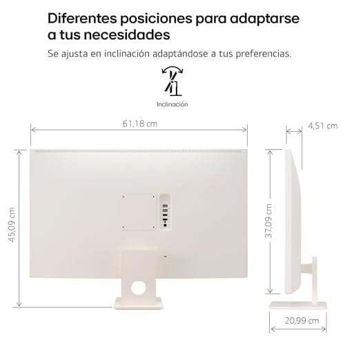 LG 27U511SA-W - Monitor MyView 27", Panel IPS, (1920 x 1080), 100Hz, 5ms (GtG), WebOS 23, sRGB 99%, Ajuste en Inclinación (Eje Horizontal), Blanco