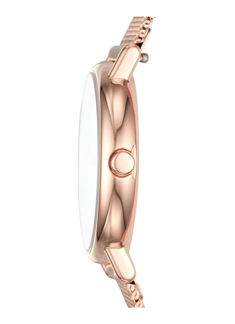 Skagen Reloj Signatur Lille para mujer, Movimiento bimanual de cuarzo en tono oro rosa con correa de acero o piel, 30 mm, Tono Oro Rosa Y Blanco
