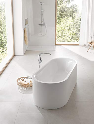 Grohe Essence - Grifo de bañera con sistema de montaje en suelo, teleducha Grohe Euphoria Cosmopolitan Stick, ángulo de giro ajustable a 0°, 150° o 360°, aireador Grohe AquaGuide (23491001)