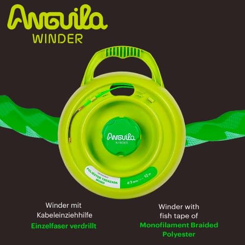 Anguila Max | Winder | Enrollador | Especial Tubos Estrechos | Poliéster Trenzado Triple | Color Verde | Diámetro 3mm | 18 metros
