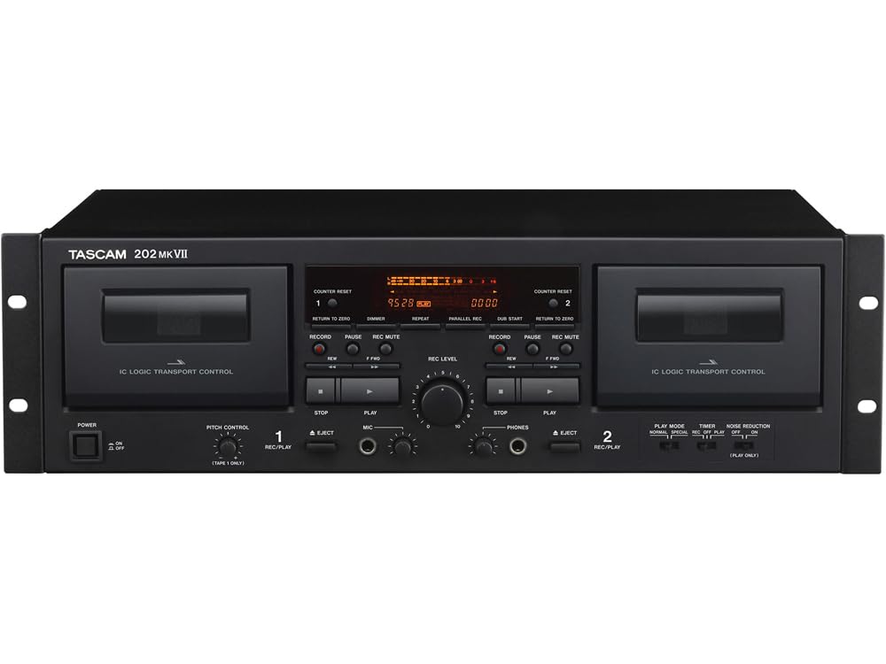 Tascam 202MKVII Cubierta de casete dual con salida USB, negro, 202MKVII