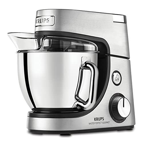 Krups Robot de cocina Master Perfect Gourmet KA631D, 1100 W, 8 velocidades, cuenco de acero inoxidable de 4,6 L, 5 accesorios: juego de hornear, cuenco flexible, acero inoxidable cepillado