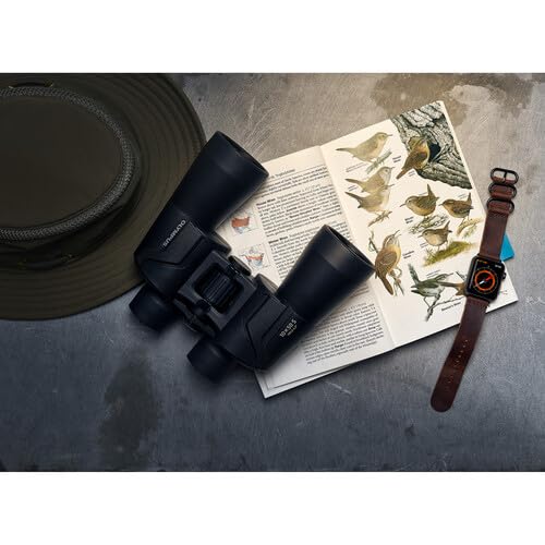 Prismáticos Olympus 10x50 S con correa, funda y 15 años de garantía. Imágenes claras, campo de visión gran angular, ligeros: ideales para la observación de conciertos, deporte y naturaleza.