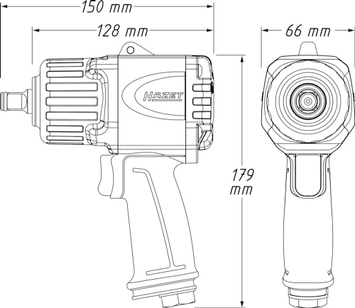 Llave de impacto HAZET 9012TT I Máx. Par de apriete 2200 Nm, cuadradillo 12,5 mm (1/2 pulgada) I Llave de impacto de doble martillo de alto rendimiento - compacta y ligera con tecnología Twin-Turbo