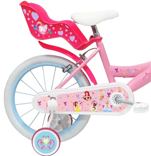 Vélo ATLAS Vélo Fille Bicicleta de 16'' niño niña Princess de Disney, Rosa, 16"
