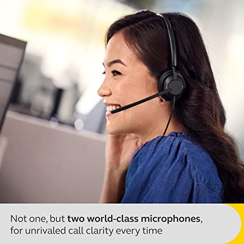 Jabra Engage 40 Auriculares Estéreo con cable, Inline Call Control, 2 micrófonos, cancelación de ruido, ultraligero, cable USB-A, Certificado para MS Teams, funciona con todas las plataformas, Negro