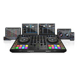 Reloop Mixon 8 Pro | 4-Kanal -Multi-Platform-Performance-Controller für Serato & djay, Jogwheel -Displays & 4 Instant-FX-Kippschalter, Dual-Audio-Interface mit USB-C & Stand-Alone-Mixing