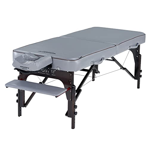 Master Massage Montour LX - Camilla de Masaje portátil (71 cm, con Base de Madera y Bolsa de Transporte), Color Gris