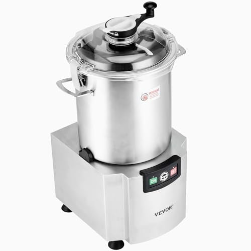VEVOR Procesador de Alimentos y Picadora de Verduras, Acero Inoxidable de Grado Alimenticio 18 L con Cuchilla en Forma de S y Raspador, para Picar Verduras, Frutas, Granos y Nueces, 425 x 373 x 710 mm