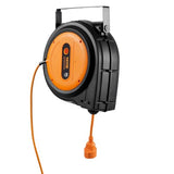 VEVOR Carrete de Cable de Extensión Retráctil 19 m 1600 W con Cable de Alimentación de 1 m Protección contra Sobrecalentamiento Carcasa de PP, Soporte Giratorio de 180° para Montaje en Techo, Pared