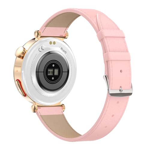 Knauermann Neo 2 (2025) – Oro Redondo – Reloj Sanitario smartwatch – ECG – Función HRV – BT Bluetooth – Apnea del sueño – Presión Arterial – Correa de Piel de Vacuno Rosa, Durchmesser: 40 mm,