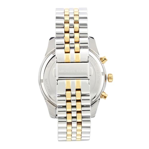 Michael Kors - Cronógrafo Lexington con Correa de Acero Inoxidable Plateado y Dorado para Hombre MK8344