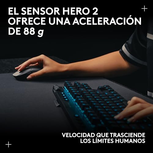 Logitech G PRO 2 LIGHTSPEED,ratón inalámbrico para gaming, para diestros o zurdos con hasta 4 botones laterales magnéticos personalizables y conmutables,sensor de 44 000 DPI,carga USB-C, PC/Mac-Negro