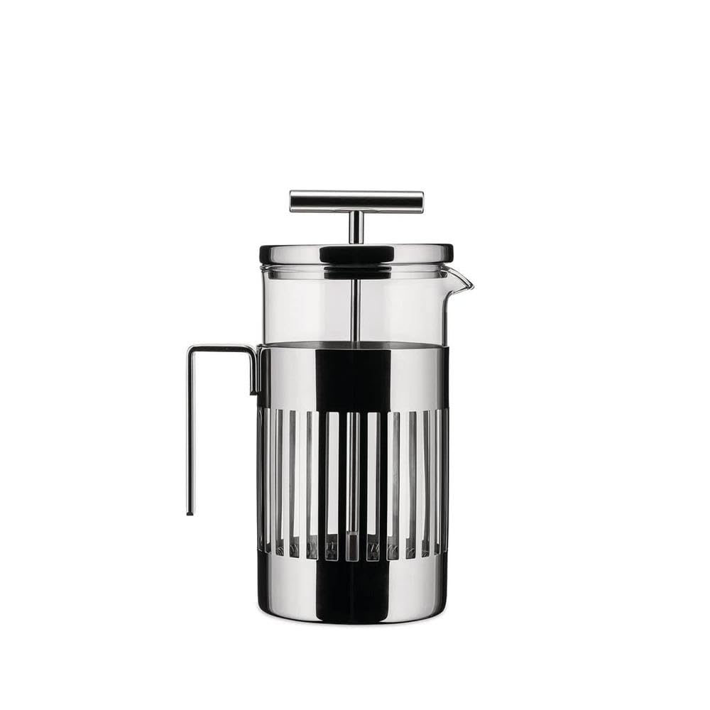 Alessi 9094/8 - Cafetera de Design a Filtro-Presión o Para Infusiones en Acero Inoxidable 18/10 Brillante y Vidrio Resistente al Calor, 8 Tazas