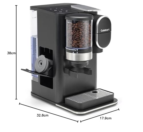 Cuisinart Cafetera One Cup Grind And Brew | Café en grano en taza, monodosis | Molinillo cónico | Ajuste la intensidad del café, 3 tamaños de taza a elegir | Cápsula de filtro reutilizable | Negra