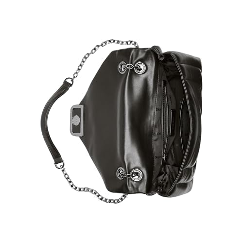 DKNY Kaya Flap Shoulder Bag, Bolso de Hombro Mujeres, Negro y Gris