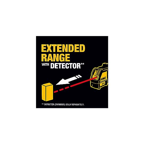 DEWALT DW088K-XJ - Láser Autonivelante de 2 Líneas en Cruz, Alcance de 15m, Base Pivotante, Precisión +/-3mm/10m, Compatible con Detector DE0892, Maletín y Pilas AA Incluidas