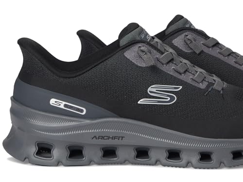 Skechers Arch Fit Glide-Step Pro, Zapatillas Hombre, Black Knit/Charcoal PU, 44 EU