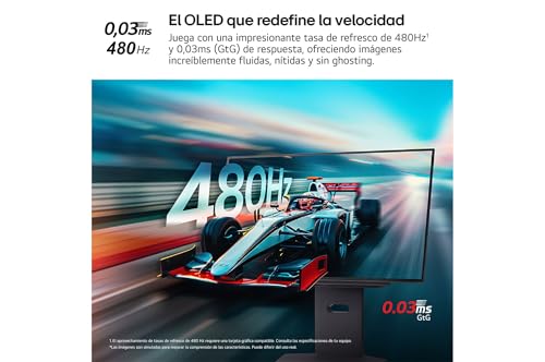 LG 27GX790A-B Monitor Ultragear, 26.5'', OLED, 2560x1440, 480Hz, 0,03ms, G-Sync Compatible y FreeSync Premium Pro, Pivotable, Morado Grisáceo