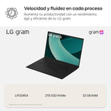 LG gram 14Z90T-G.AD8BB Ordenador Portátil 14 Pulgadas Intel Core Ultra7 255H, 32 GB RAM, 2TB SSD, Panel IPS Antirreflejo, WUXGA, 1.120 g, 30 Horas, Windows 11 Home, Negro, Teclado QWERTY Español