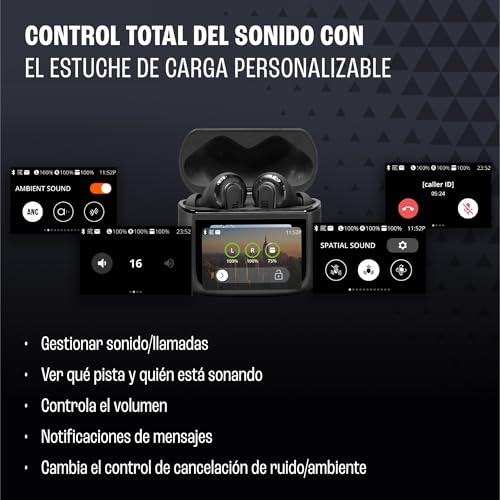 JBL Tour Pro 3, Earbuds inalámbricos True Wireless, estuche de carga inteligente, 40 h de autonomía, Bluetooth, cancelación de ruido adaptativa, JBL Spatial 360 Sound y seguimiento de cabeza, negro
