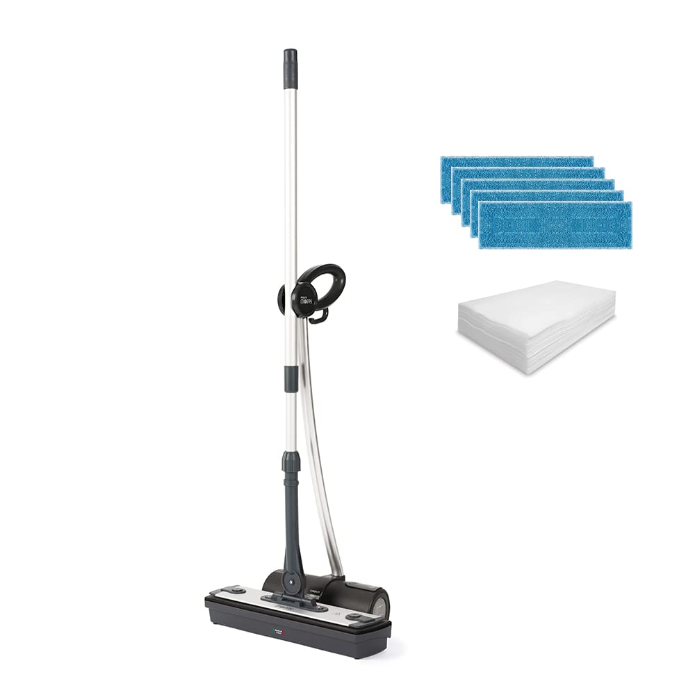 Polti Moppy Black Premium, Mopa a Vapor Sin Cable, para todos los Suelos y Superficies Verticales Lavables, Potencia 1500 W, Capacidad Depósito 0,7 L, Paños Incluidos, Negro
