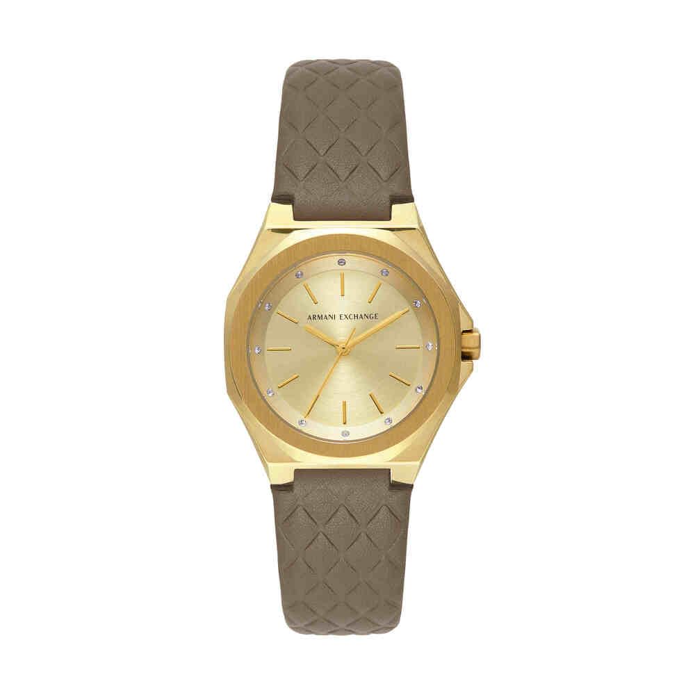 Armani Exchange Orologio da Donna, Movimento al quarzo a tre lancette e cassa da 34 mm con cinturino in Acciaio o Pelle