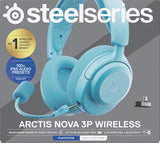 SteelSeries Arctis Nova 3P Wireless Auriculares Gaming multiplataforma - App - Batería 40h - Controladores magnéticos de neodimio - 2,4 GHz/Bluetooth - Micro extraíble - PS5, PS4, PC, Switch -Aqua