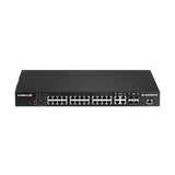 Edimax GS-5424PLC V2 - Conmutador Web Inteligente de Largo Alcance con 28 Puertos Gigabit PoE+, 4 Puertos Gigabit Combo RJ45/SFP
