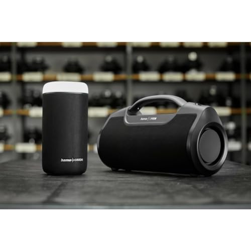 Hama Altavoz Bluetooth 30W, Resistente al Agua IPX4, Efectos de luz LED, 12 Horas de duración de la batería, Caja de música Bluetooth, Negro