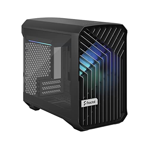 Fractal Design Torrent Nano RGB Black - Light Tint Tempered Glass Side Panels - Open Grille for Maximum Air Intake - 180mm RGB PWM Fan Included - Type C - mATX Airflow Mini Tower PC Gaming Case