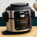 Ninja Foodi Olla eléctrica multifunción con SmartLid, 6 l, 11 funciones de cocción en 1, Olla a presión, Freidora de aire, Cocción lenta, Parrilla, Hornear y más, acero inoxidable, OL550EU
