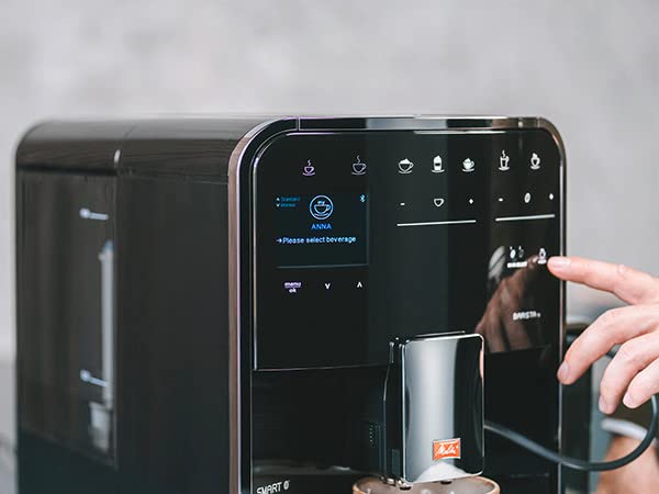 Melitta Barista TS Smart F850-102 - Cafetera superautomática con molinillo silencioso integrado, máquina de café inteligente con hasta 21 recetas de café, 1,8 L, negro