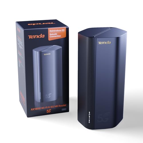 Tenda 5G03 - Router 5G NR LTE, Router Wi-Fi 6 AX1800, Velocidad hasta 4,67 Gbps, Easy Mesh, Plug&Play, 2 Puertos Gigabit, Conecta hasta 128 Dispositivos, WPA3, OFDMA, MU-MIMO