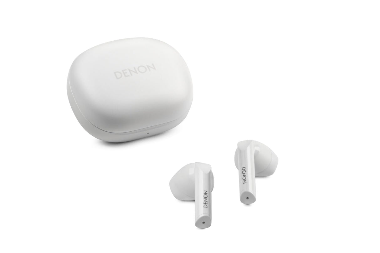 Denon AH-C500W - Auriculares intrauditivos inalámbricos, Resistentes al Agua, con micrófono Integrado, Color Blanco