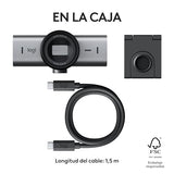 Logitech MX Brio Ultra HD 4K para Colaboración y Streaming Cámara Web, 1080p a 60 FPS, Dos Micrófonos Reductores de Ruido, USB-C, Tapa, Compatible con Microsoft Teams, Zoom, Google Meet, Grafito