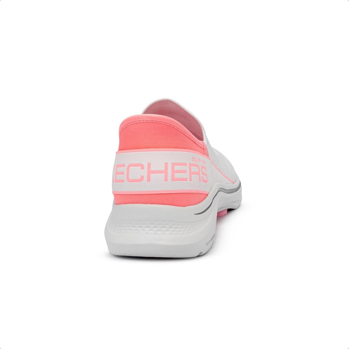 Skechers, GO Walk 7 MIA Mujer, White Textile/Neon Pink Trim, 37 EU