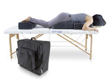 QUIRUMED Cojín de Masaje para Embarazadas, Ergonómico, Polipiel, Relleno de Espuma, Color Negro, con Cojín Facial, con Reposapiés, con Bolsa de Transporte