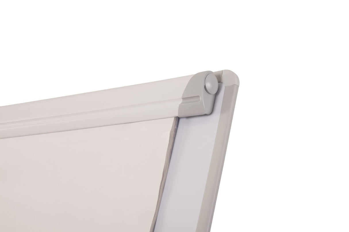Bi-Office Pizarra Blanca con caballete de trípode basic, pizarra euro 70 x 100 cm, rotafolios con Marco Gris, con bandeja y clip ajustable para bloques