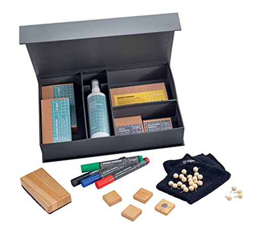 SIGEL MUB01 Meet up Set para método ágil, 1 x tablero de anuncios móvil (90 x 180 cm), 1 x pizarra blanca móvil (90 x 180 cm), 1 x soporte + kit de accesorios gratis