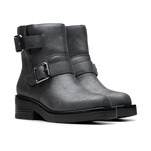 Clarks Hebilla Rebelle, Botas de Moda Mujer, Black Wlined Lea, 35.5 EU