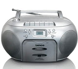 Lenco SCD-420SI - Radio FM portátil con Reproductor de CD y pletina de Casete - Toma de Auriculares - Plata