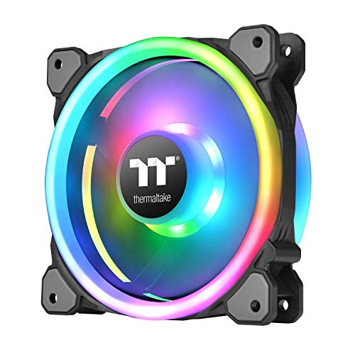 Thermaltake Riing Trio 14 LED RGB TT - Pack de 3 Ventiladores para PC, Color Negro