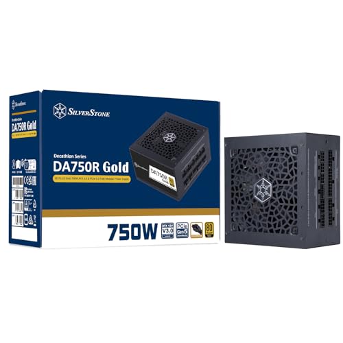 SilverStone Technology DA750R Gold, ATX Totalmente Modular 80 Plus Gold 750W ATX 3,0 y PCIe 5,0, SST-DA750R-GMA
